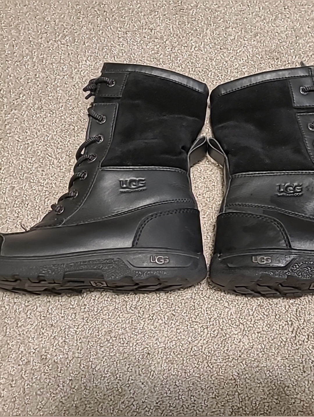Ugg Kids Butte Ii Leather Waterproof Black Lace-Up Boot Kids Size 4